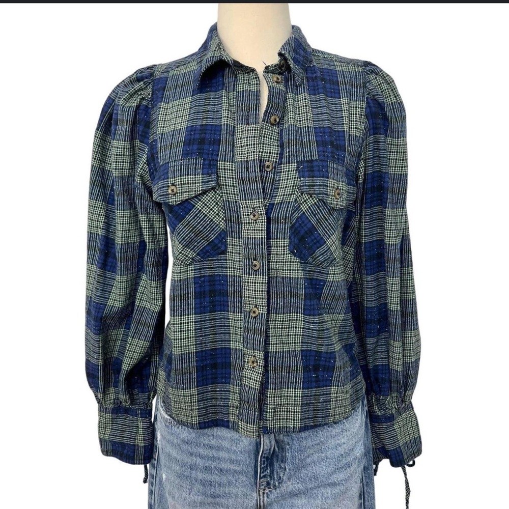 We the Free Blue and Green Flannel